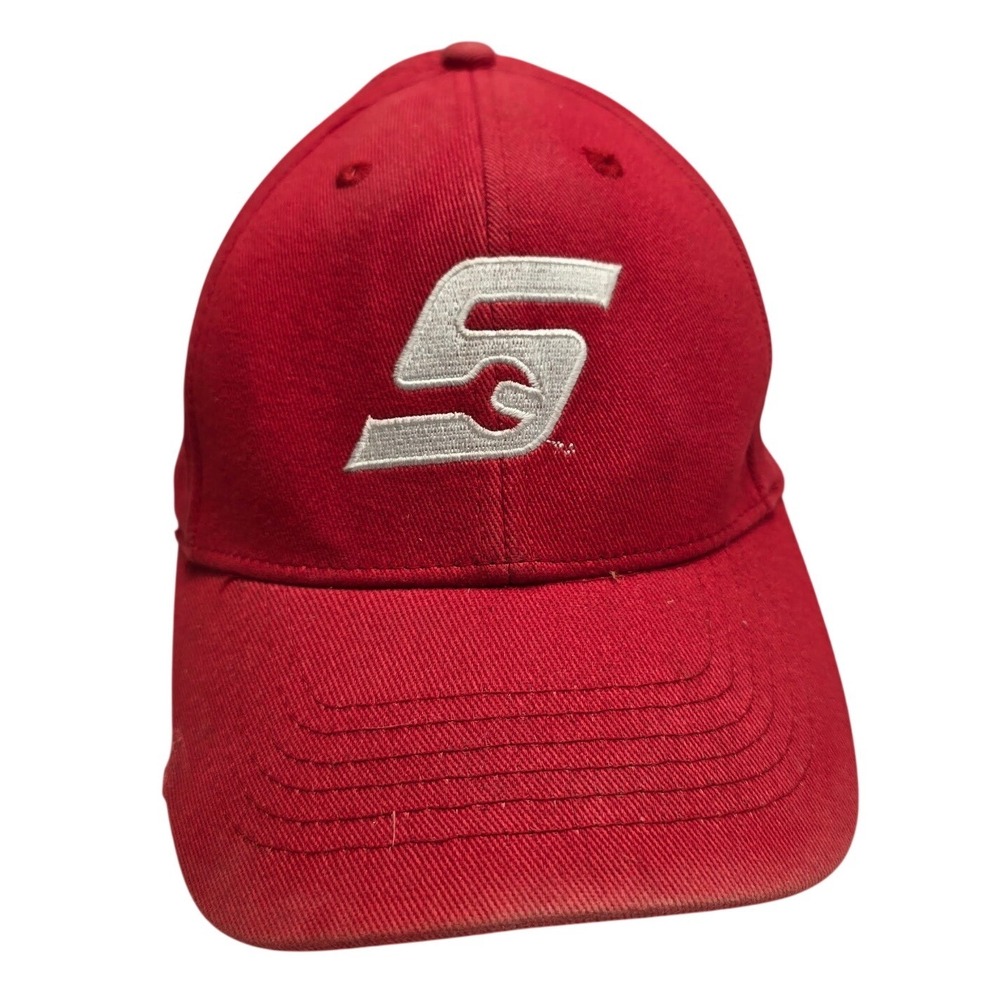 Snap-On Tools Hat Embroidered S Wrench Logo Red Stretch Fit Baseball Cap Mens OS